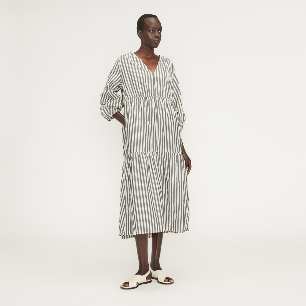 womens-poplin-tiered-dress-bone-black | primary