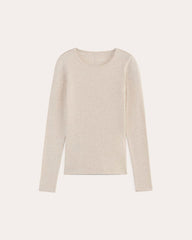 womens-supima-rib-long-sleeve-crew-heathered-oat | alt