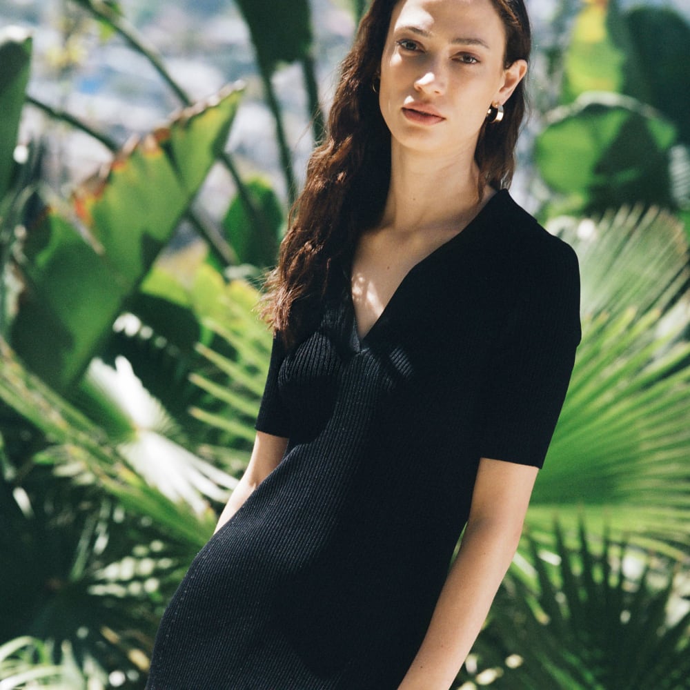 womens-ribbed-short-sleeve-polo-dress-black
