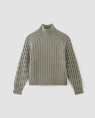 womens-cotton-merino-cable-turtleneck-sage-green | alt