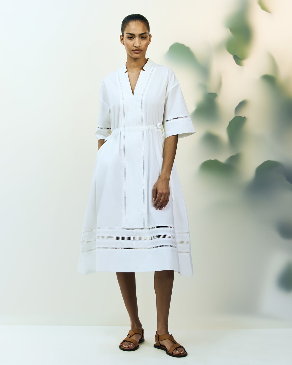 womens-lace-trim-caftan-dress-white | editorial