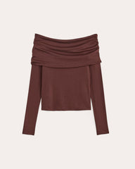 womens-off-shoulder-top-butterluxe-dark-mahogany | alt