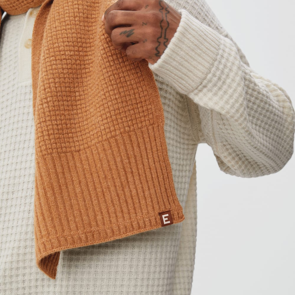 unisex-felted-merino-waffle-knit-scarf-camel