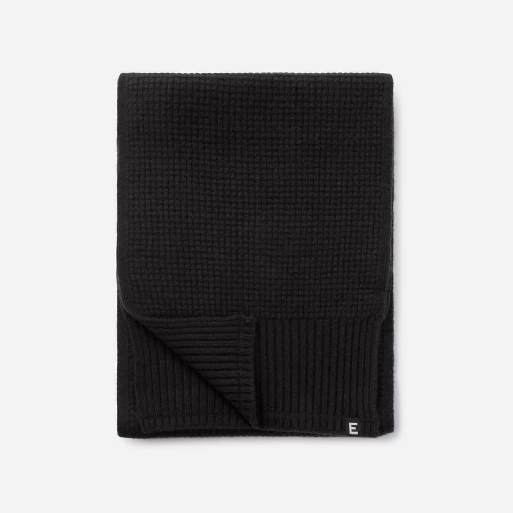 unisex-felted-merino-waffle-knit-scarf-black