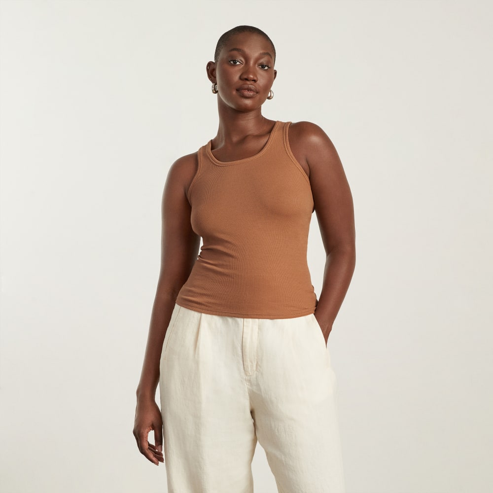 womens-pima-micro-rib-u-tank-tawny-brown | alt