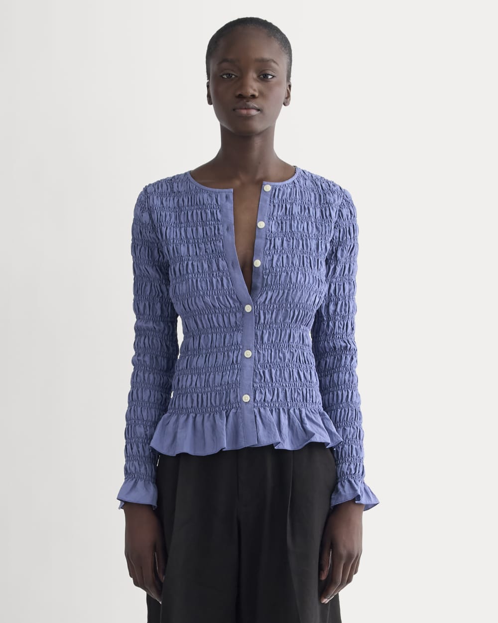 womens-smocked-cardigan-bluedusk | primary
