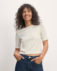 womens-tencel-rib-cropped-shimmy-tee-bone | primary