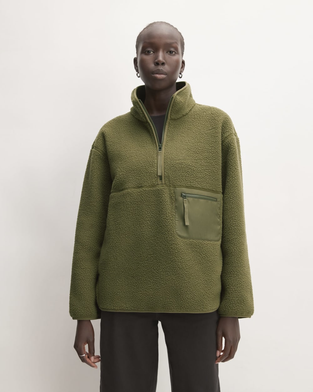 womens-renew-fleece-oversized-half-zip-kalamata | primary