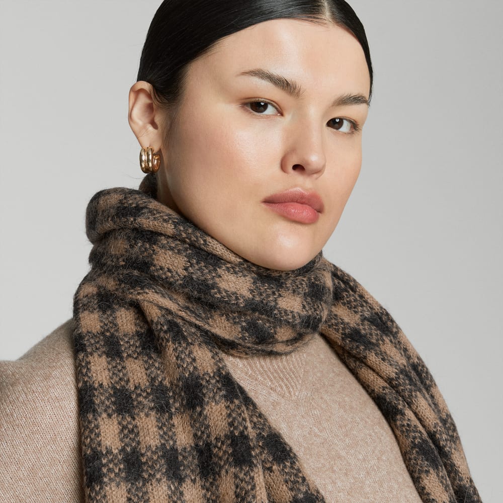 unisex-alpaca-patterned-scarf-tobacco-brown-hthr-black-buffalo-check | alt