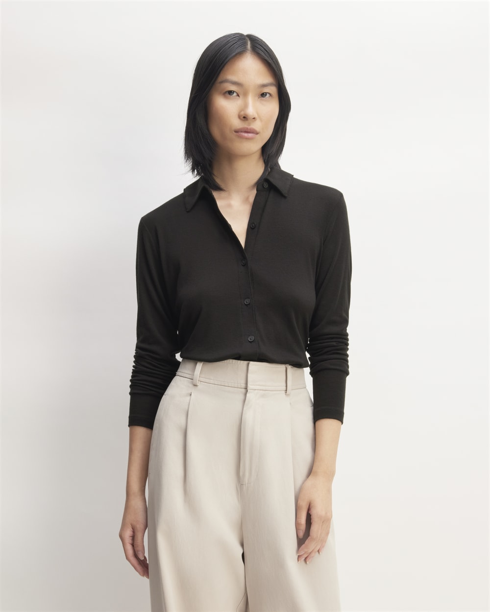 womens-merino-tencel-relaxed-shirt-black | primary