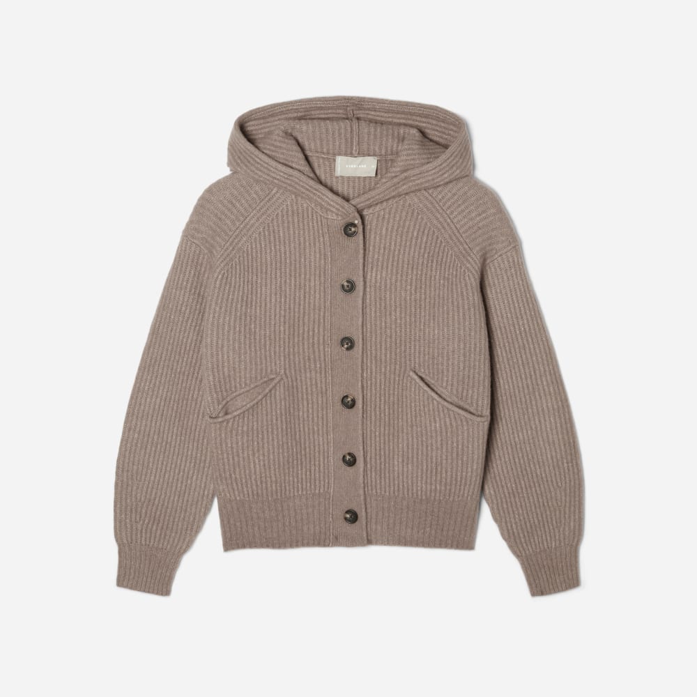 womens-cozy-stretch-hooded-cardigan-taupe-grey | alt