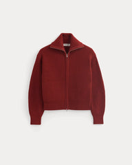 womens-full-zip-sweater-everyday-cotton-merlot | alt