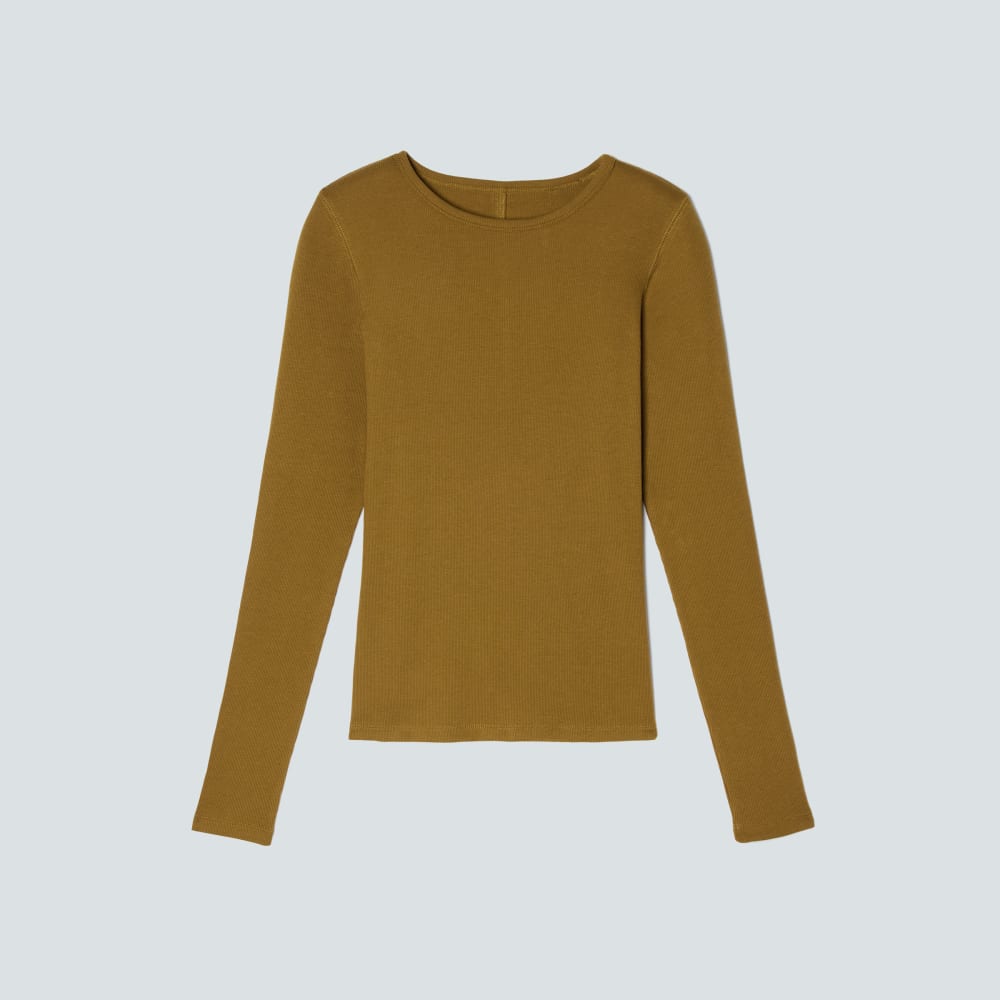 womens-supima-rib-long-sleeve-crew-tapenade | alt