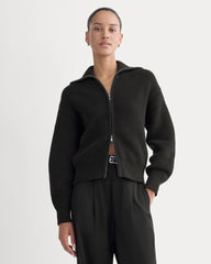womens-full-zip-sweater-everyday-cotton-black | primary