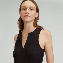 womens-ribbed-cutaway-tank-black