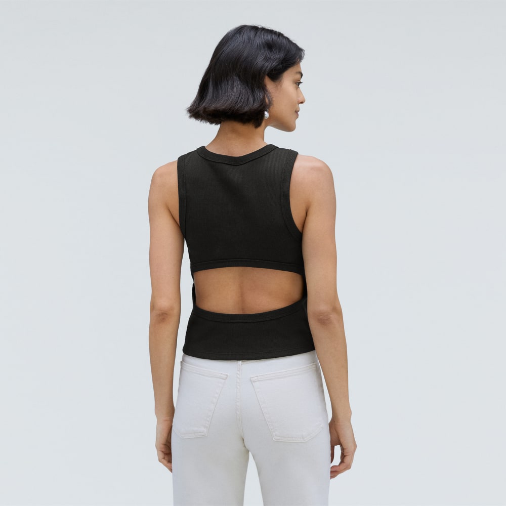 womens-rib-cutout-tank-black | alt