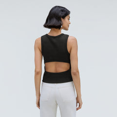 womens-rib-cutout-tank-black | alt