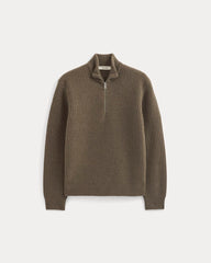 mens-felted-merino-half-zip-sweater-heather-chocolate-martini | alt
