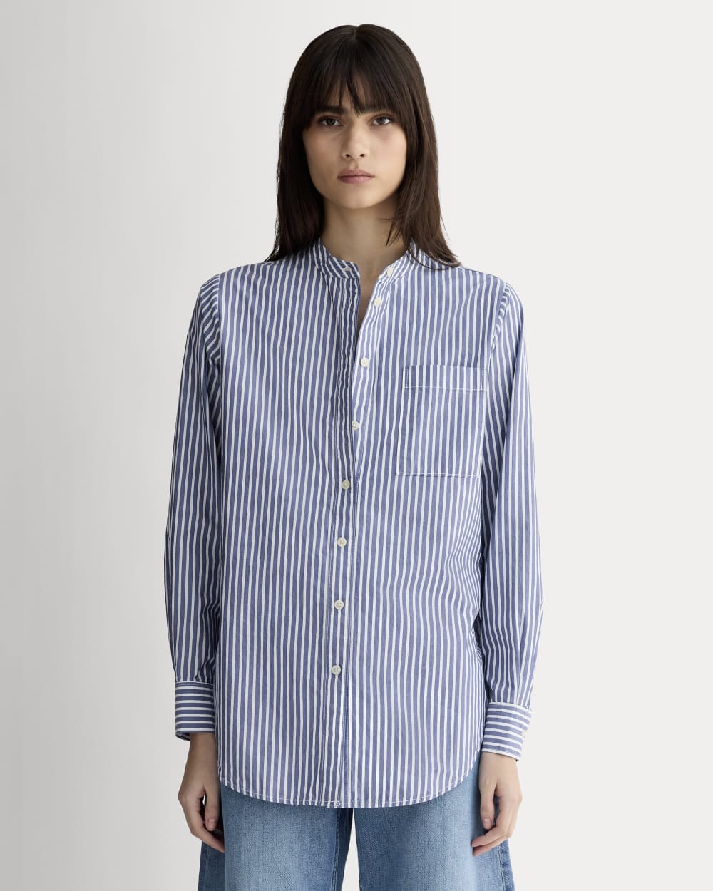 womens-oversized-shirt-cotton-bone-mazarine-blue | primary