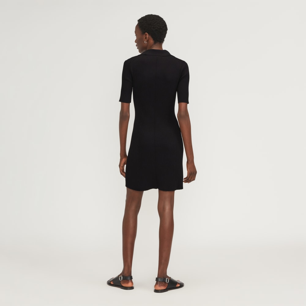 womens-ribbed-short-sleeve-polo-dress-black