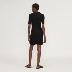 womens-ribbed-short-sleeve-polo-dress-black