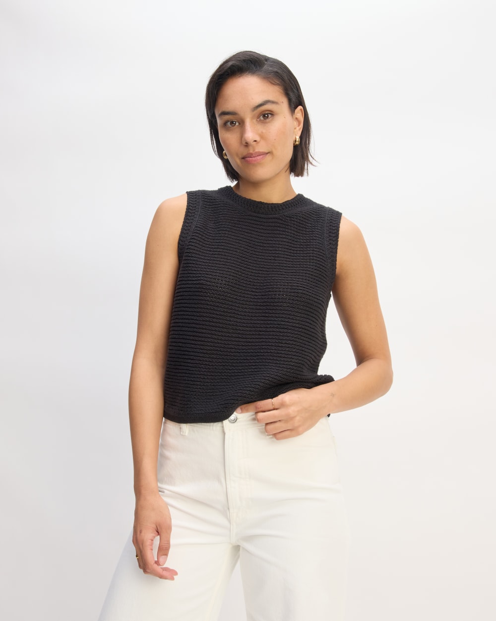 womens-organic-cotton-open-stitch-tank-black | primary