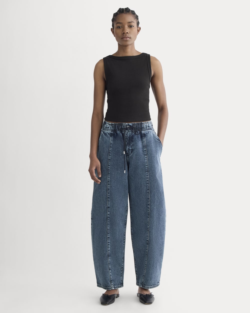 womens-drawstring-baggy-jean-mid-indigo | primary