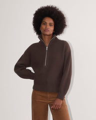 womens-felted-merino-halfzip-sweater-earth-brown | primary