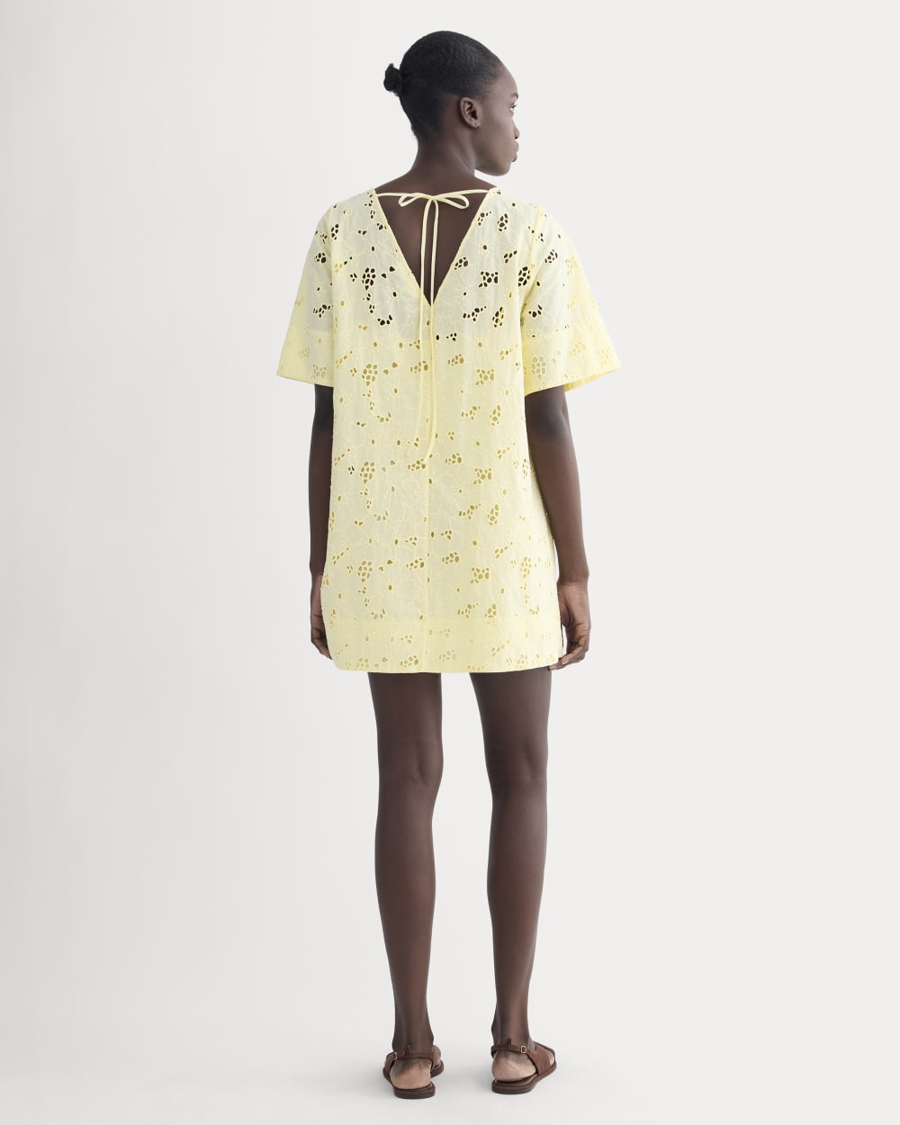 womens-eyelet-mini-shift-dress-light-yellow