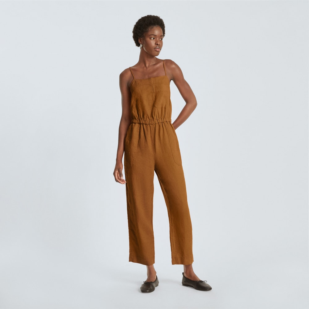 womens-linen-shoestring-jumpsuit-tawny-brown | primary