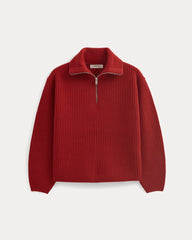 womens-half-zip-sweater-in-luxe-merino-berry-red | alt