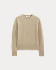 womens-cashmere-slim-crew-sweater-heather-light-camel | alt