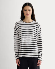 womens-slouch-sweater-cotton-linen-white-black | primary