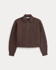 womens-luxe-fleece-zip-polo-dark-chocolate | alt