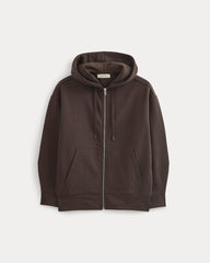 womens-luxe-fleece-oversized-zip-hoodie-dark-chocolate | alt