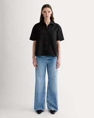 womens-short-sleeve-boxy-oxford-black