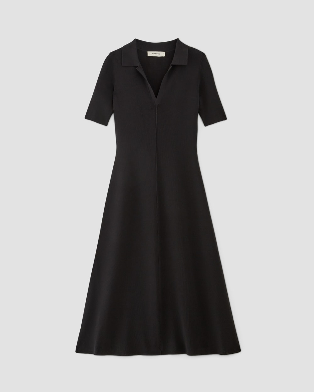 womens-viscose-knit-polo-midi-dress-black | alt