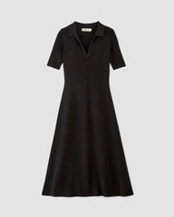 womens-viscose-knit-polo-midi-dress-black | alt