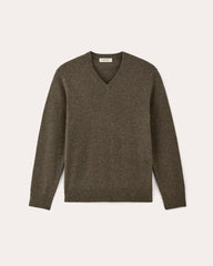 mens-cashmere-vneck-hthr-army-green | alt
