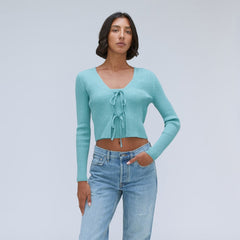 womens-cotton-merino-front-tie-top-deep-turquoise | primary