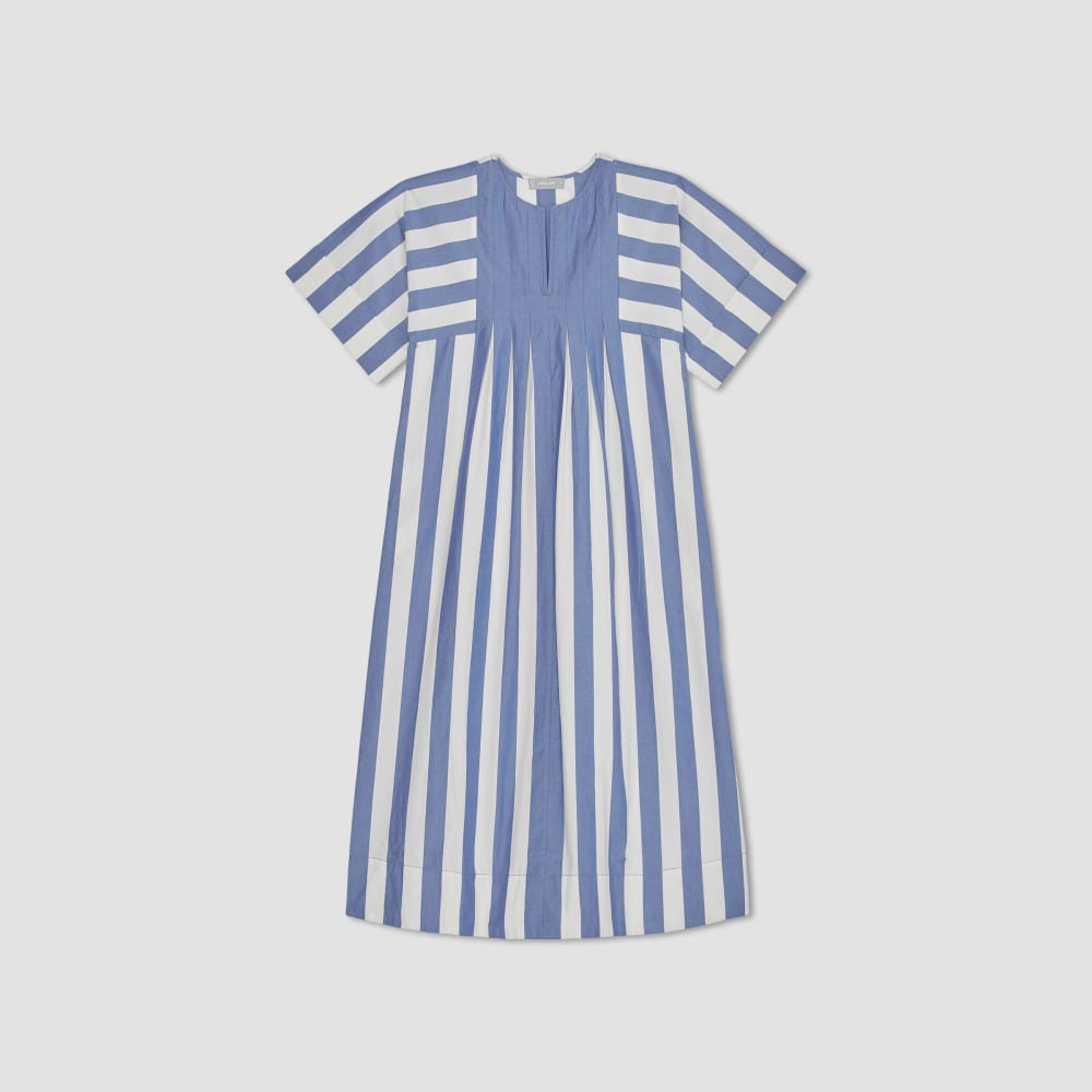 womens-poplin-caftan-dress-mazarine-blue-bone | alt