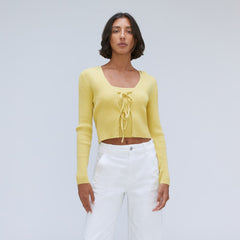 womens-cotton-merino-front-tie-top-dandelion | primary