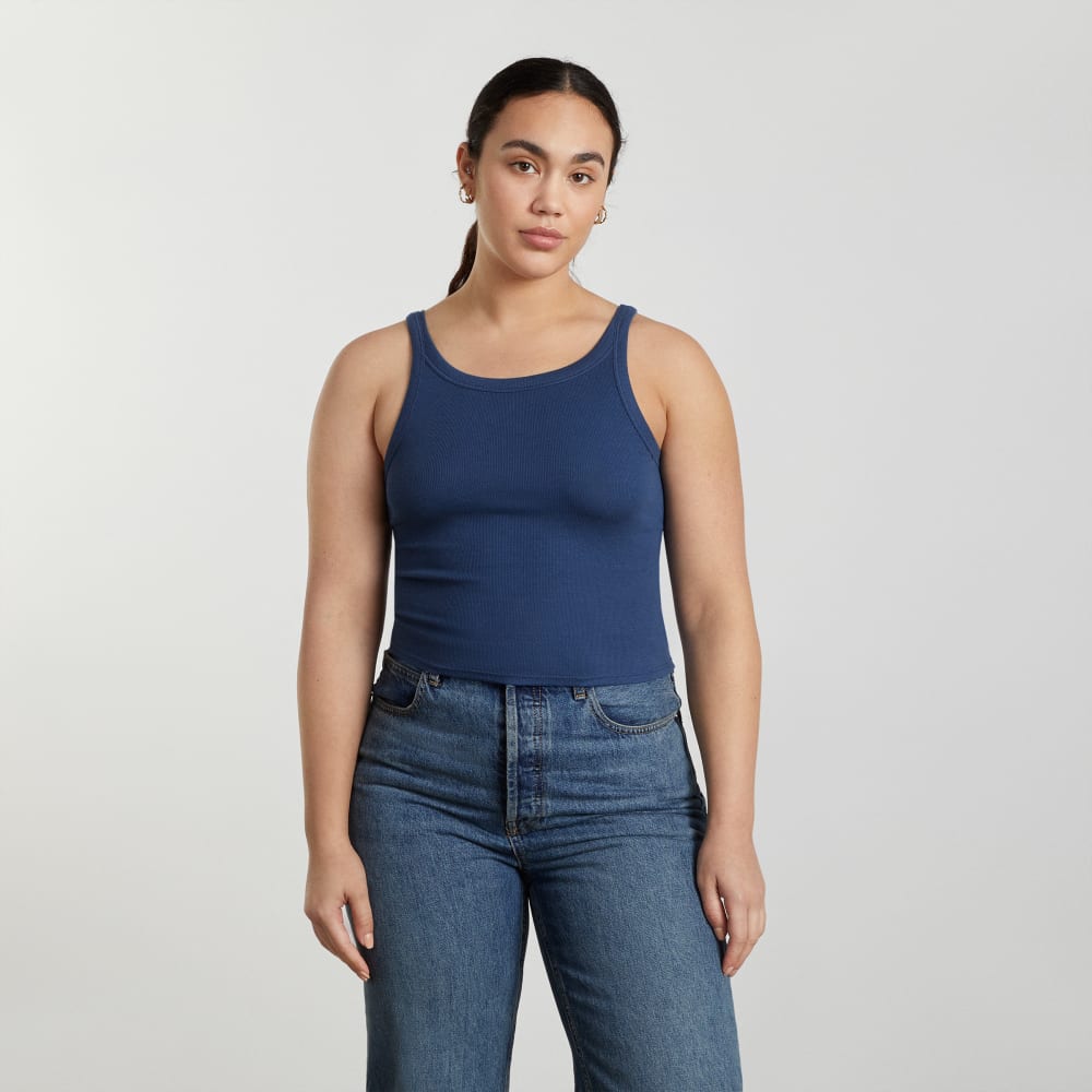 womens-cropped-pima-rib-tank-dk-royal | primary