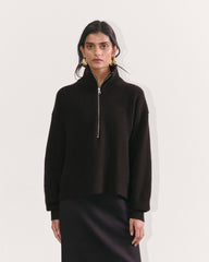 womens-felted-merino-halfzip-sweater-black | primary
